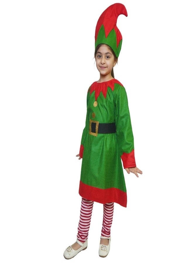 كاكو فانسي دريسيس زي تنكري على شكل قزم من كاكو للأطفال، مناسب لحفلات الكريسماس - أحمر/أخضر، مقاس 3-4 سنوات، للبنات - Image 3